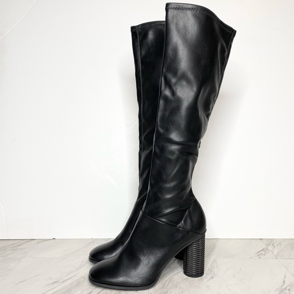 Franco Sarto Cindy Black Faux Leather Heeled Tall Boot 10M